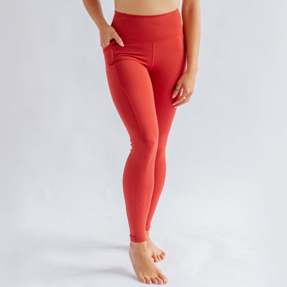 NWT Girlfriend Collective Ember Orange 7/8 Compressive Pocket Leggings - Picture 1 of 4
